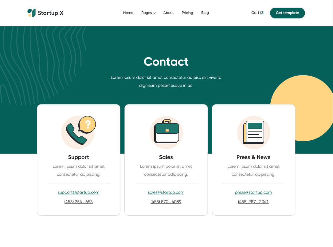 Contaact - Startup X Webflow Template