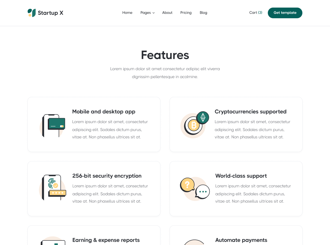Features - Startup X Webflow Template