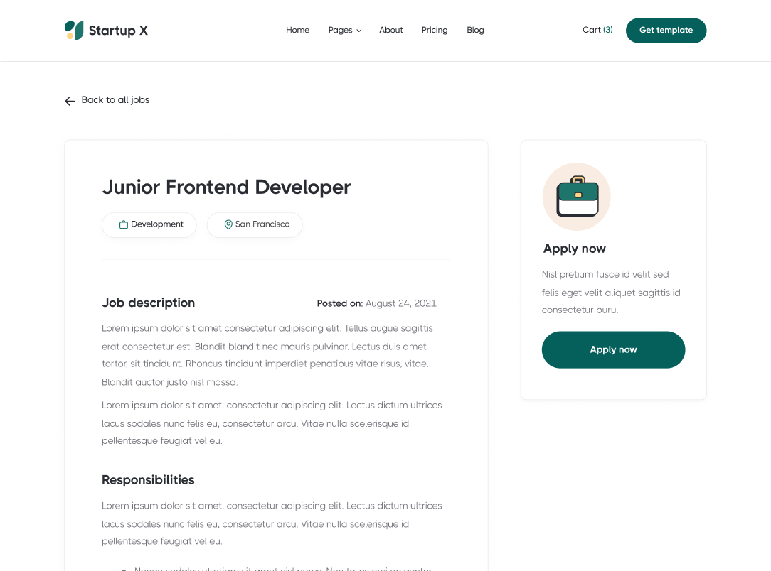 Careers Single - Startup X Webflow Template