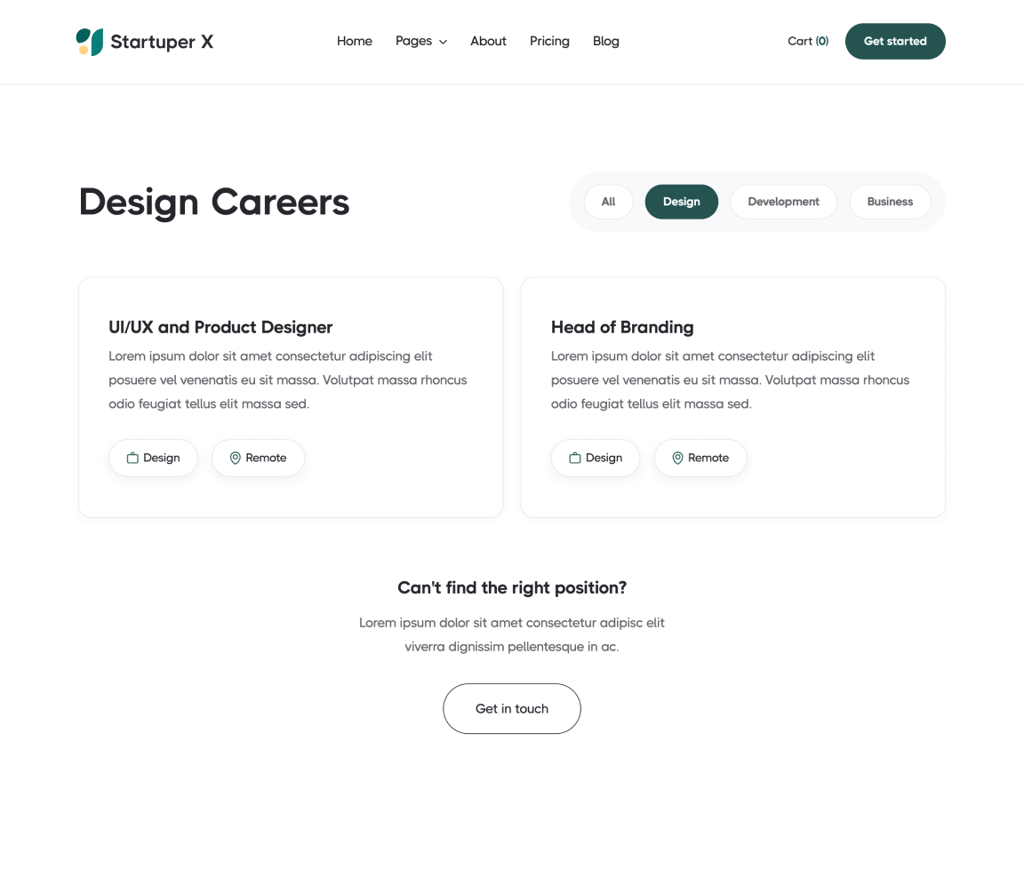 Career Category - Startuper X Webflow Template