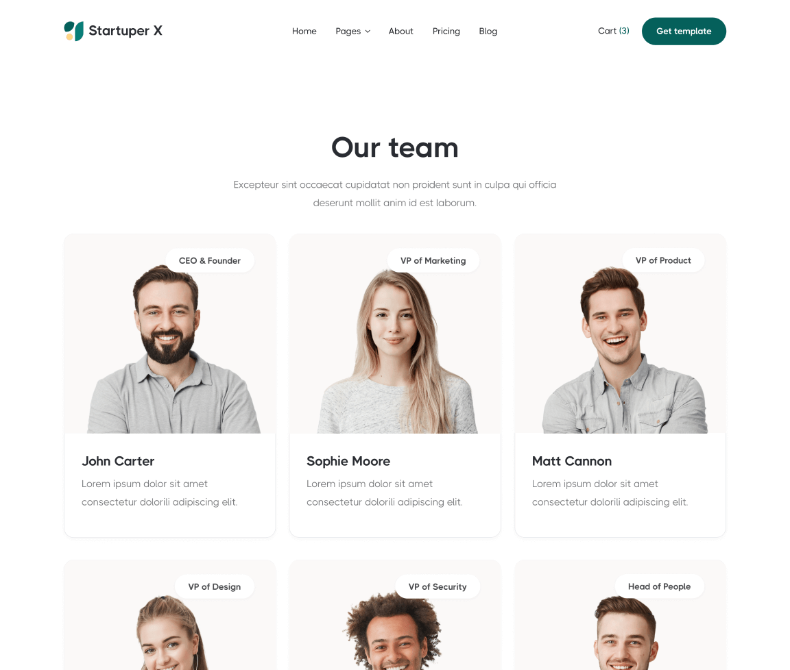 Team - Startuper X Webflow Template
