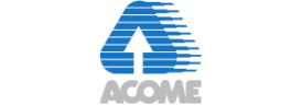 Logo d'ACOMAE avec un symbole bleu stylisé et le texte ACOMAE en dessous.