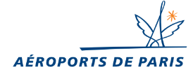 Logo des Aéroports de Paris avec une étoile orange et un tracé stylisé bleu.