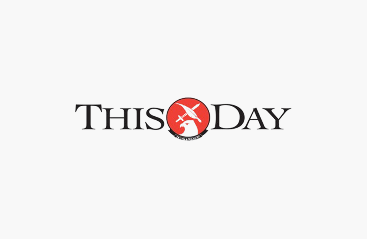 ThisDay logo with black text and a red circle featuring a white eagle head and crossed sword and quill.