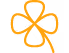 Abstract orange flower icon with four petals on a white background.