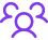 Purple icon of three people representing a community or group.