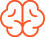 Red outline icon of a brain with two hemispheres and connecting lines.