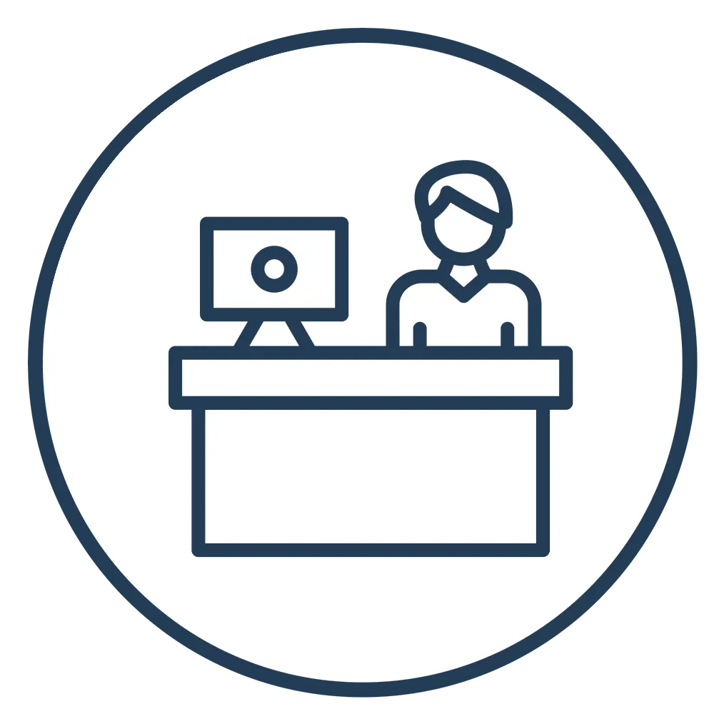 Icône d'une porte ouverte avec poignée visible dans un cercle.