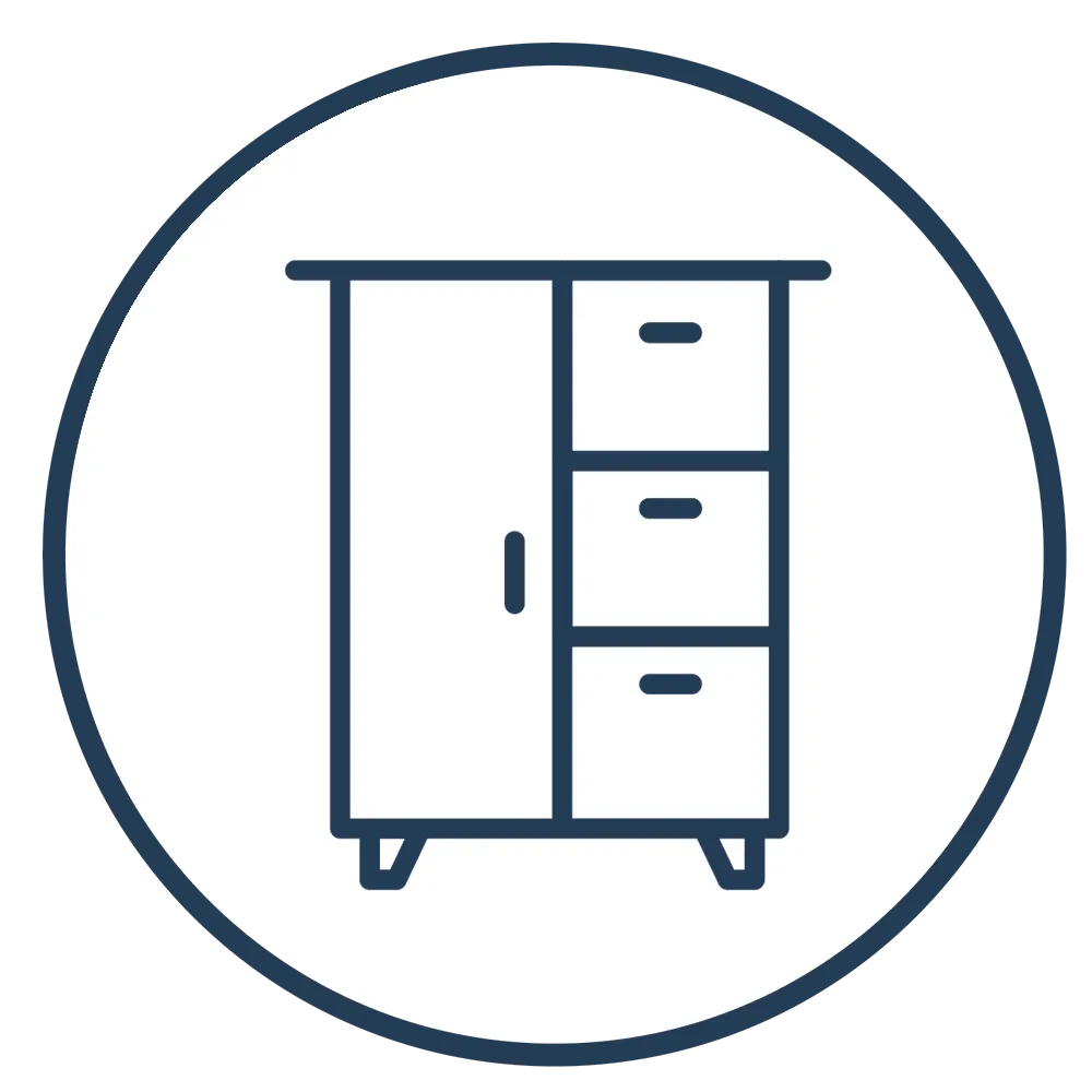 Icône d'une armoire avec une chemise suspendue à un cintre à l'intérieur.