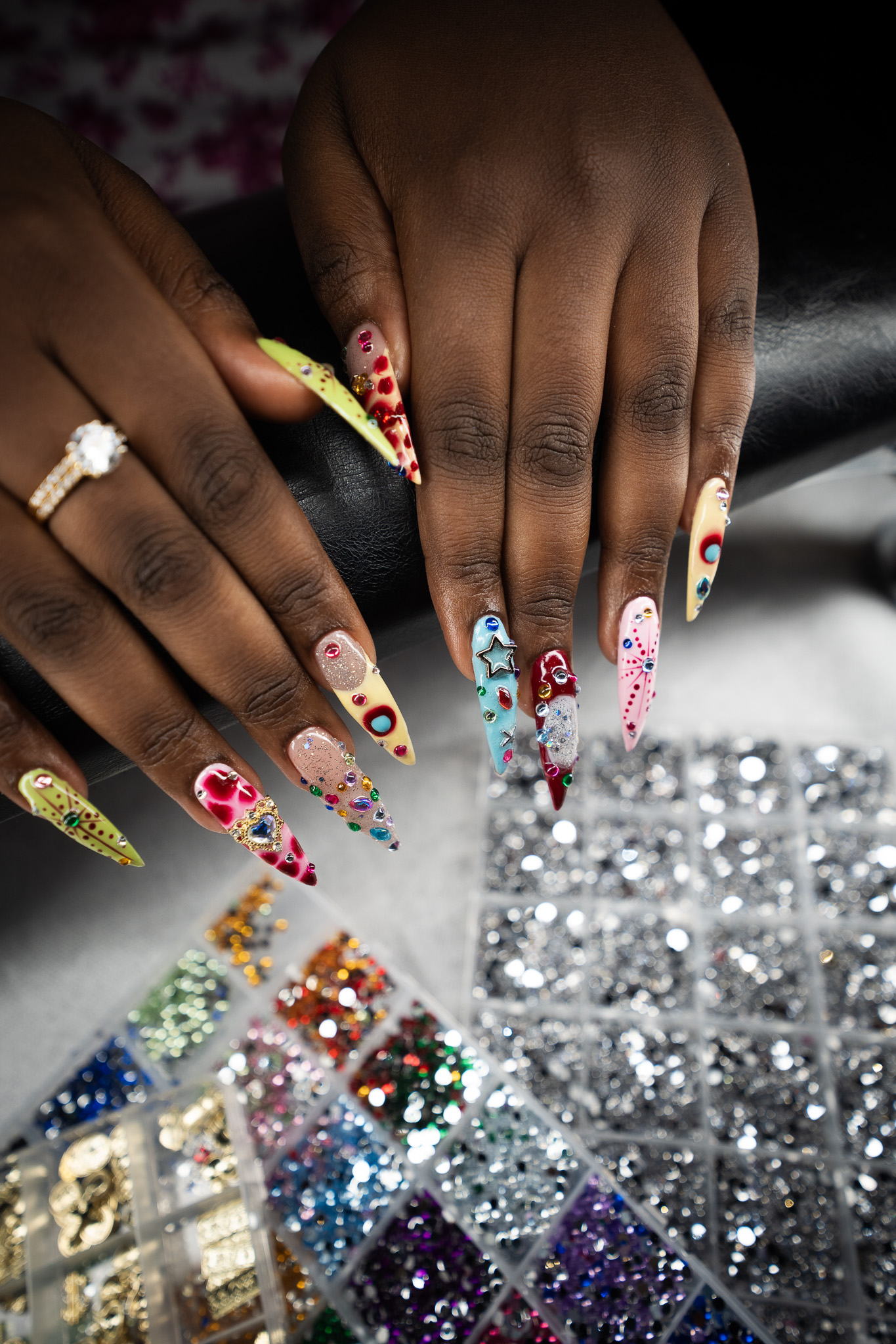 Finished whimsy maxxing nail art set at March14 Nails Theatre, best nail art salon in Dubai