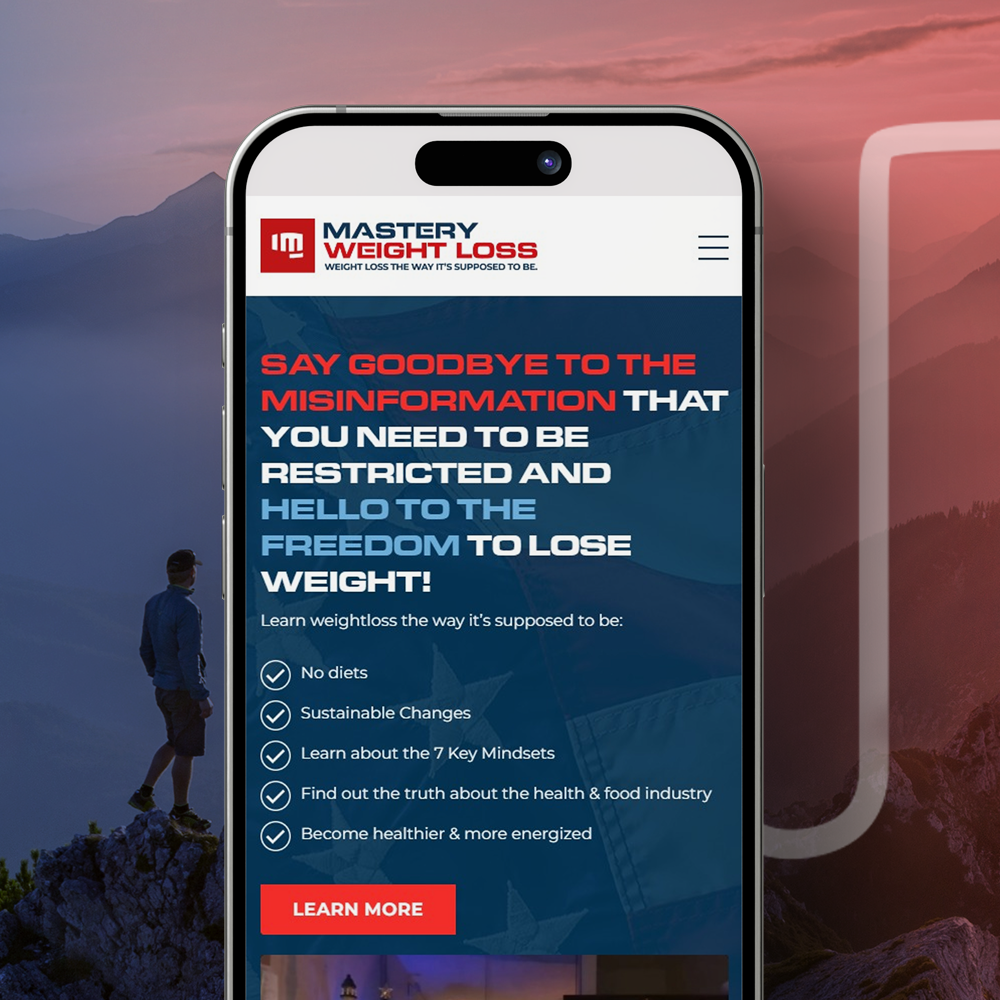 Mastery Weight Loss high-performance mobile website interface optimized for professional health tracking.