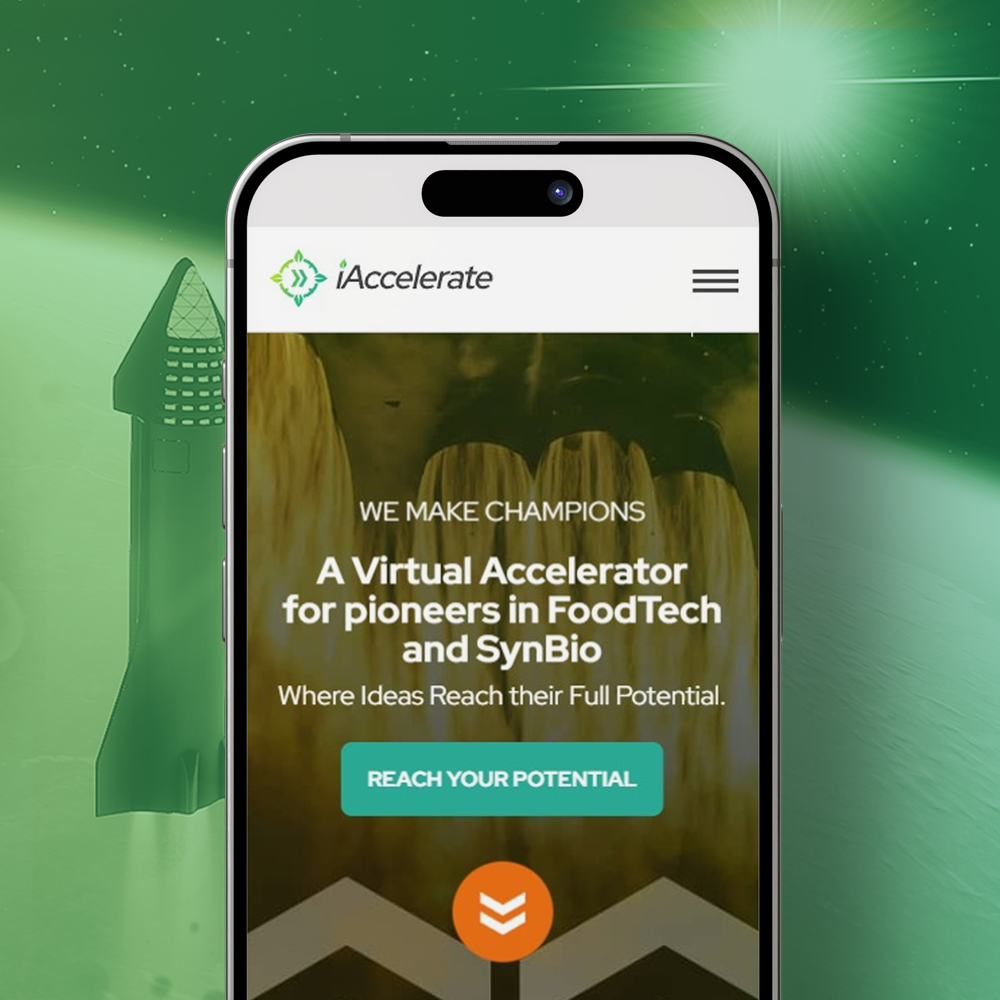 iAccelerate high-performance mobile website interface designed for deeptech founders.