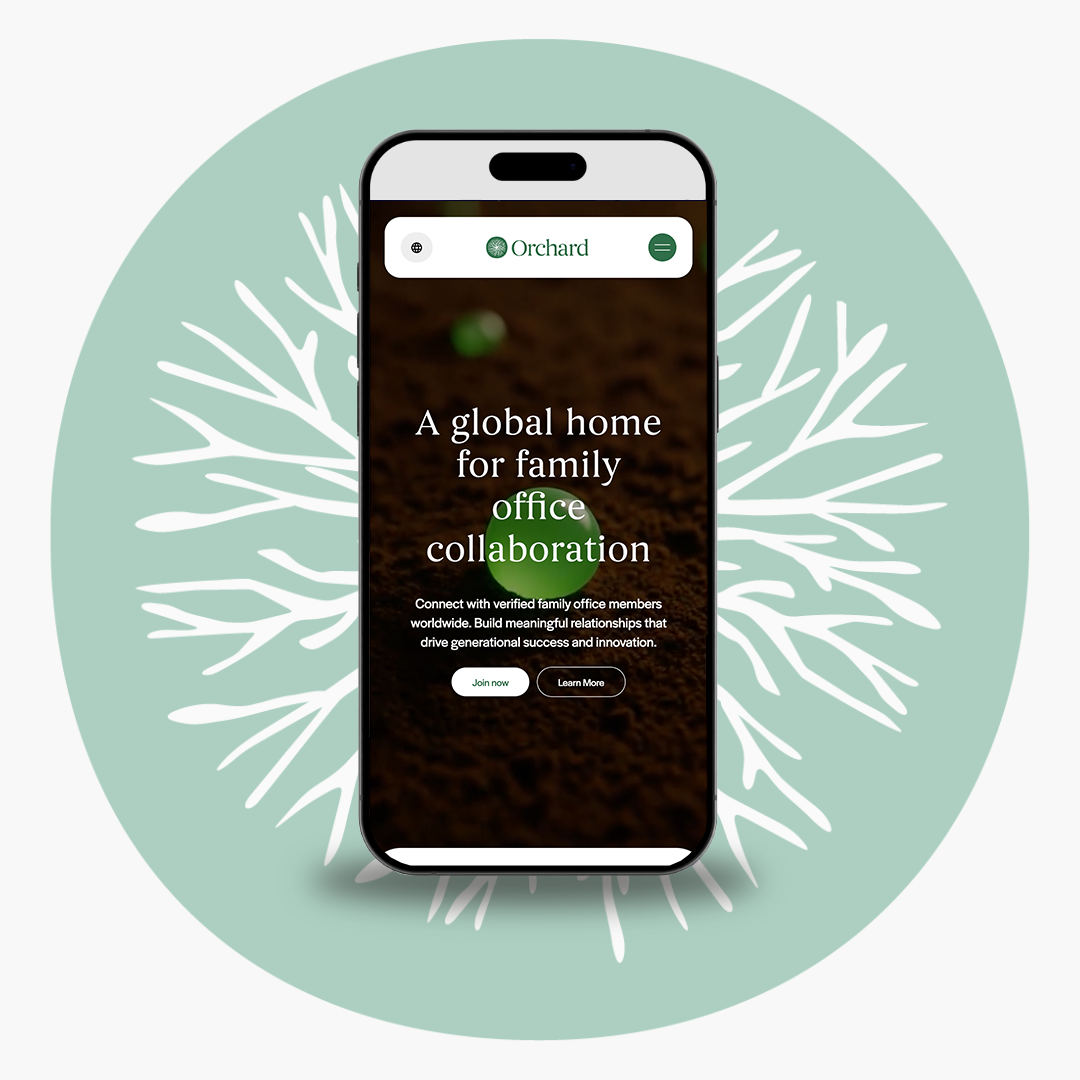 Orchard high-performance mobile website interface for a venture-aligned family office.