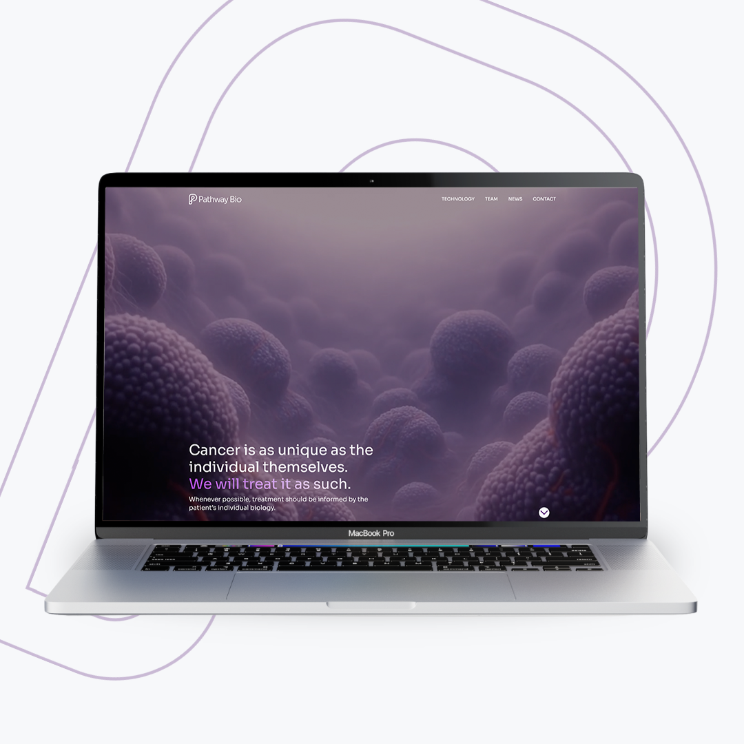 Pathway Bio professional desktop web platform and digital architecture for a biotech venture.