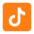 TikTok app icon with a black musical note on an orange background.