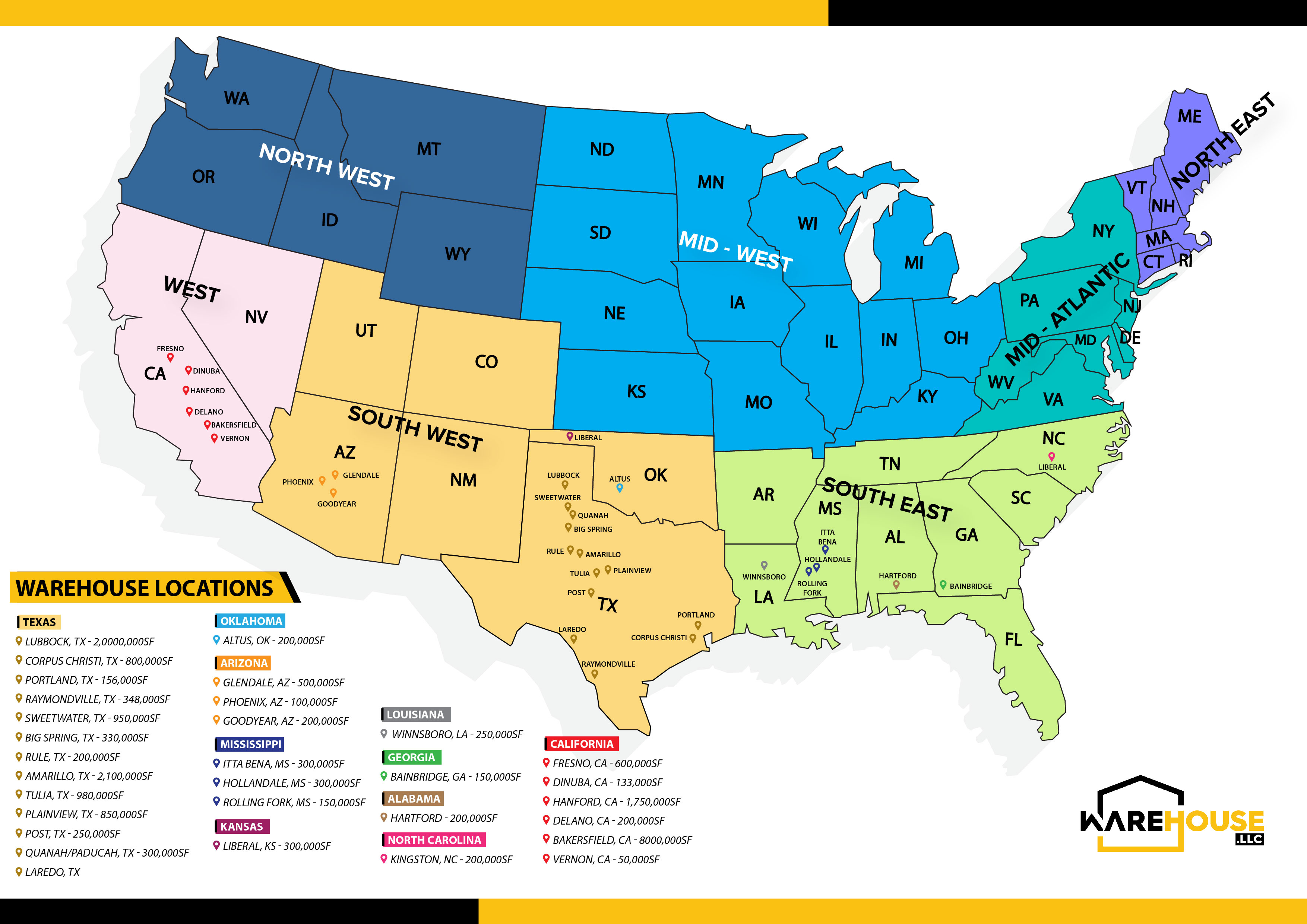 Warehouse facilities across the nation