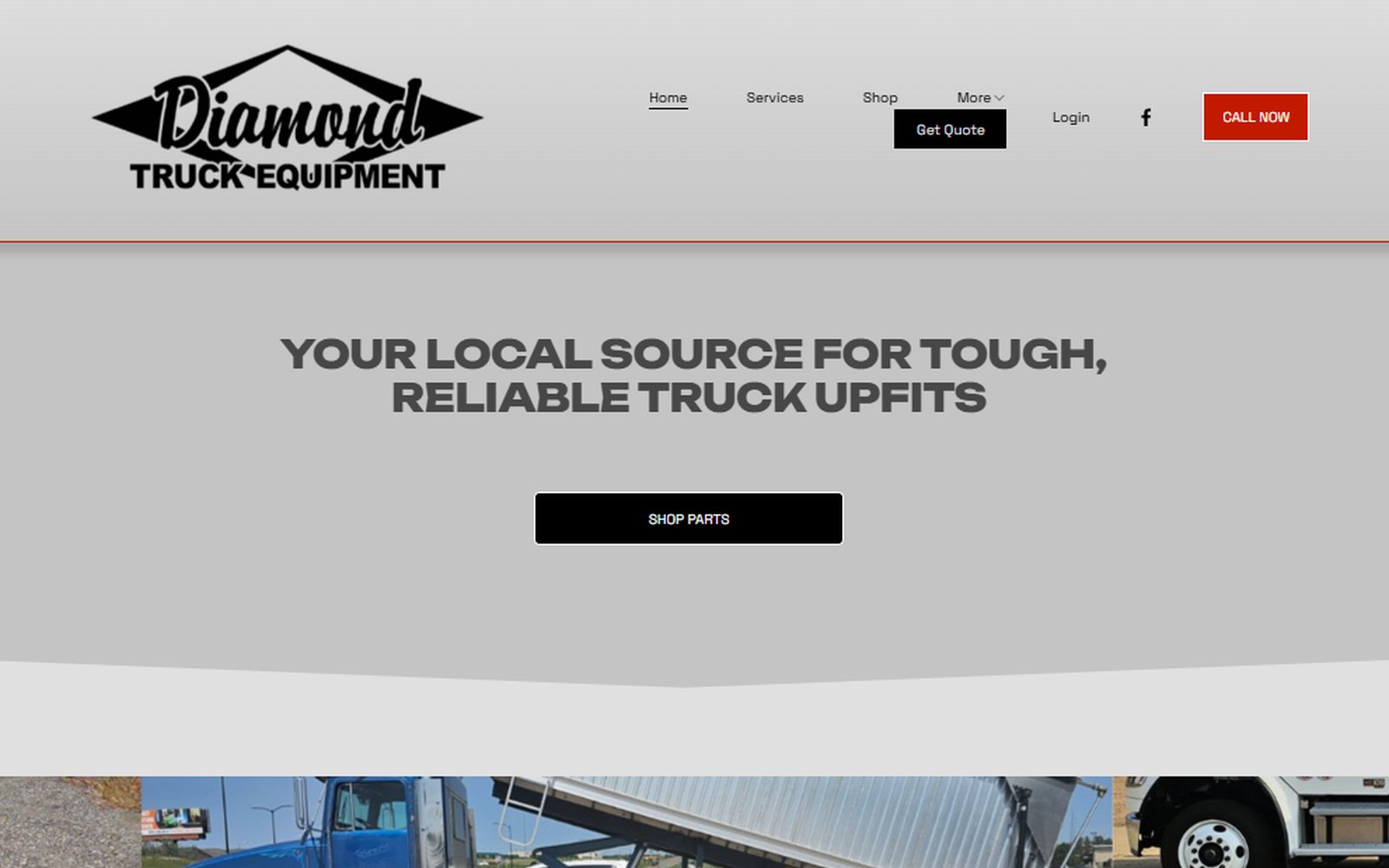 Diamond Truck Equipment website after the Storyteller Studios redesign