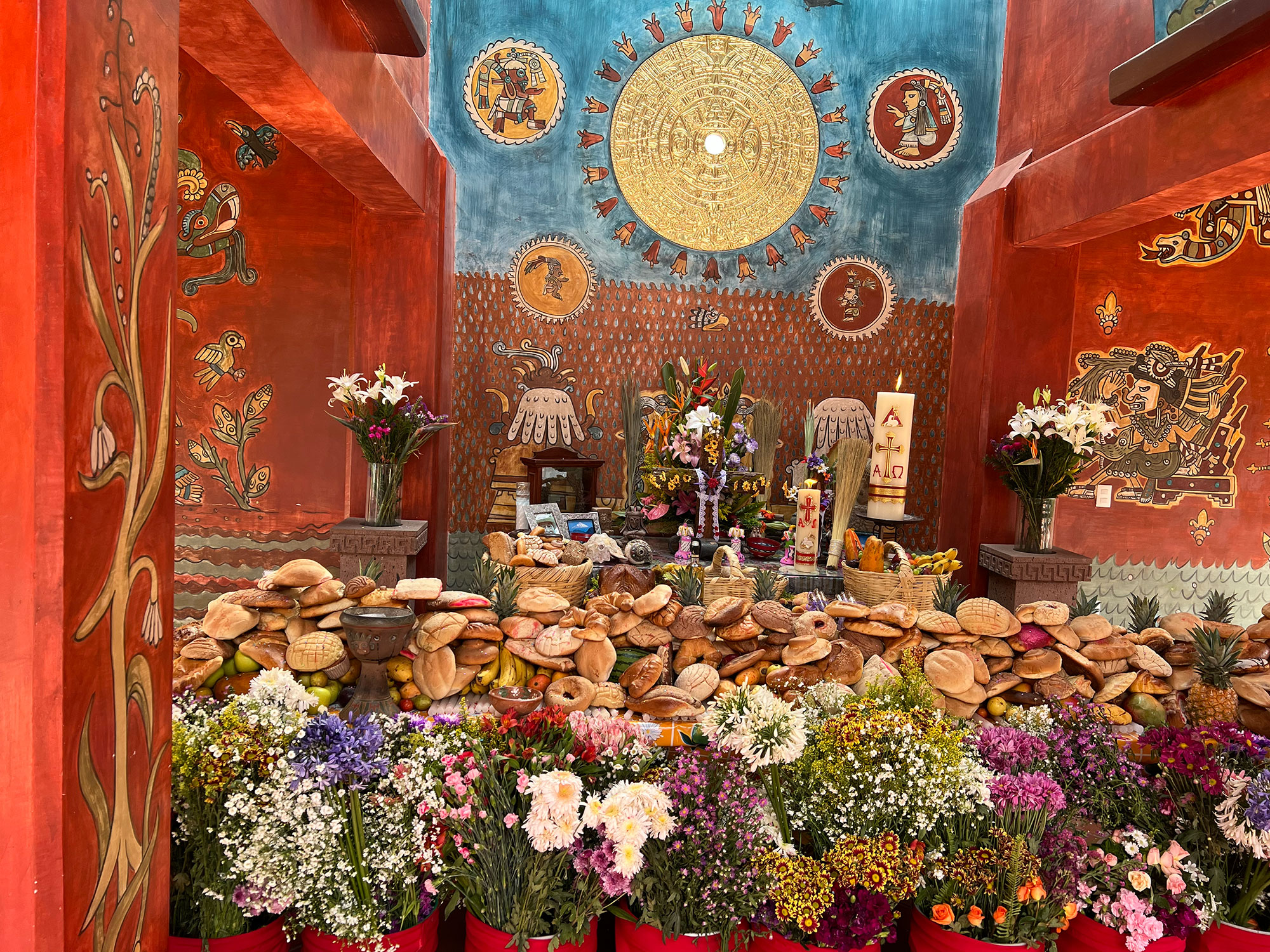 Offerenings arranged in the weather working temple in Tepozlan Mexico.