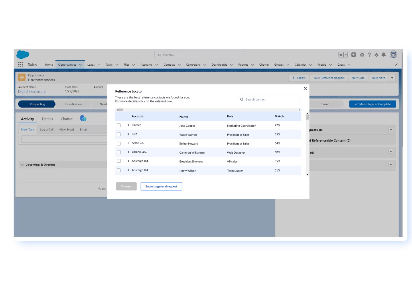 Salesforce Reference matching interface