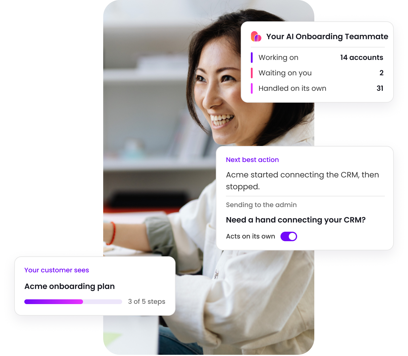 Your AI Onboarding Teammate in Base AI: what it is working on, the next best action it is taking, and the onboarding plan your customer sees
