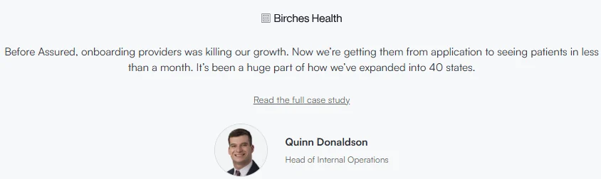 Assured birches health testimony