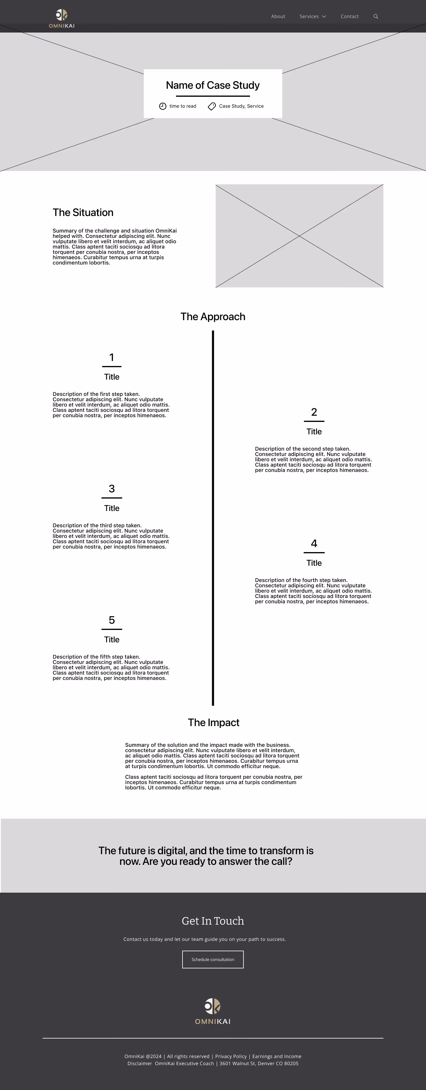 Wireframe of the Case Study page for OmniKai.
