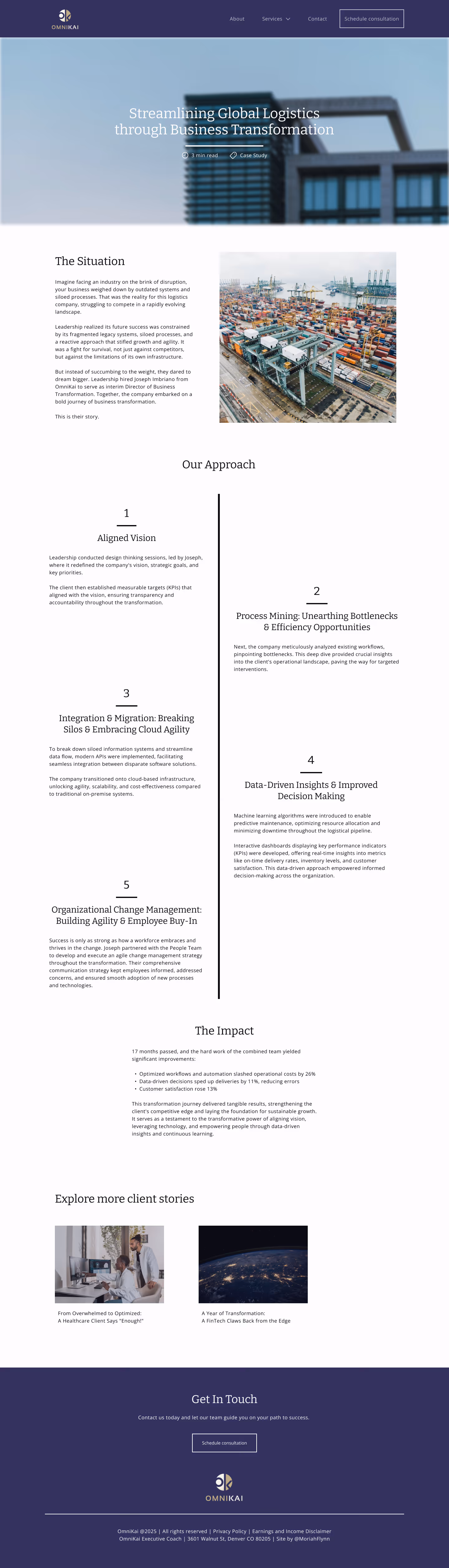 Mockup of a case study featuring 5 steps in this service.