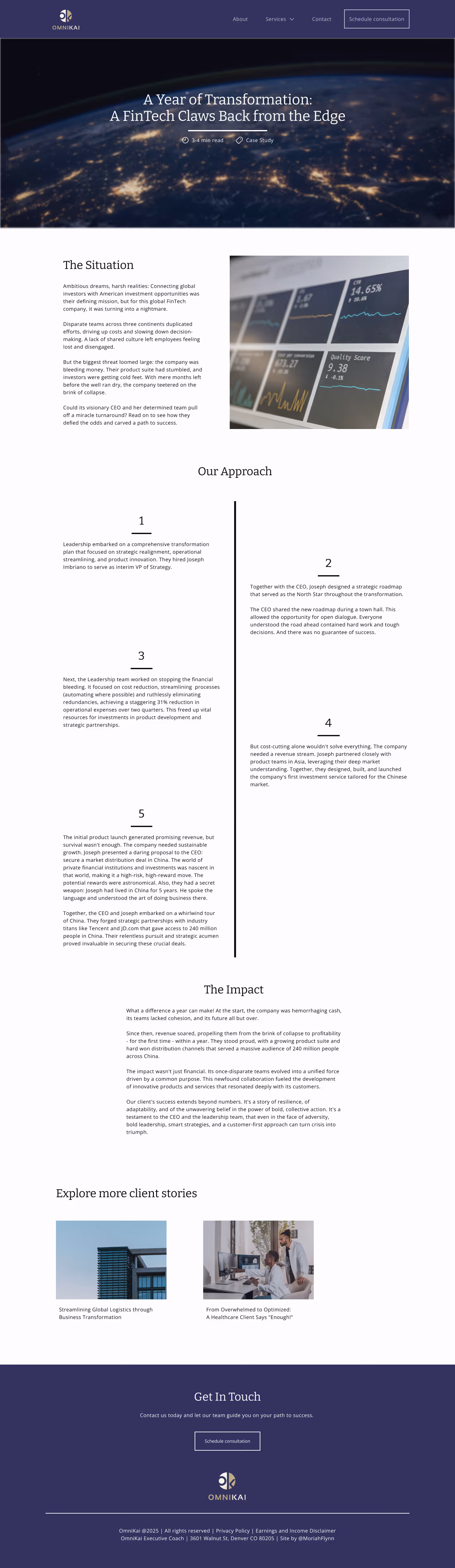 Mockup of a case study featuring 5 steps in this service.