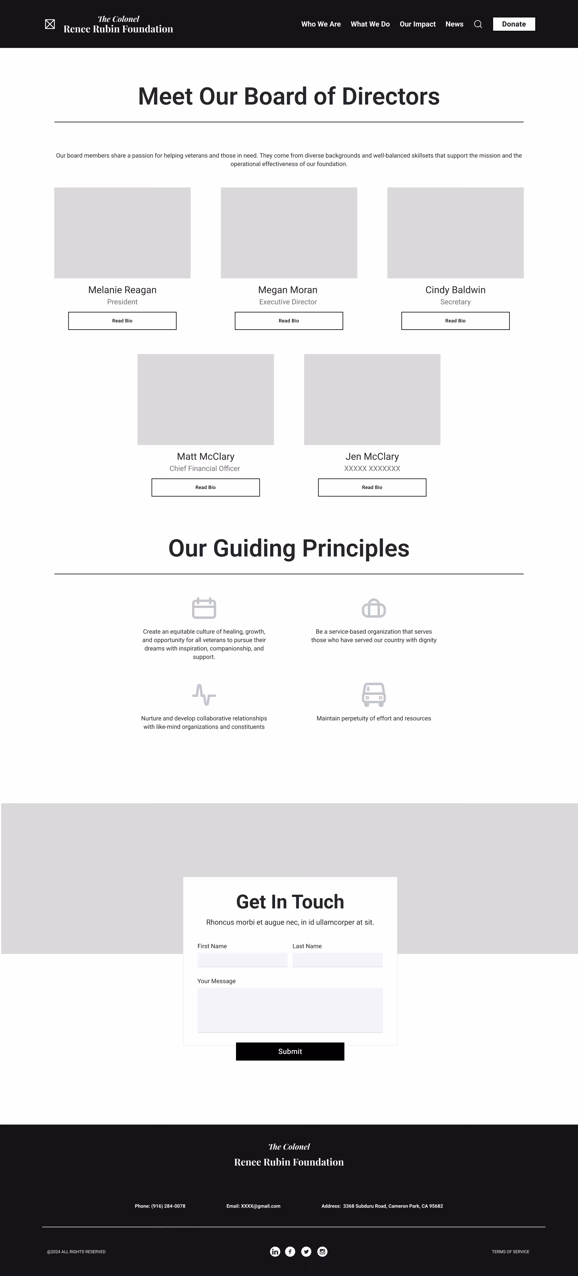 Wireframe for the Our People page, featuring the meet our board of directors section.