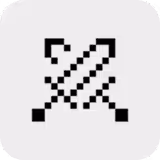 Pixel-style crossed tools icon on white background
