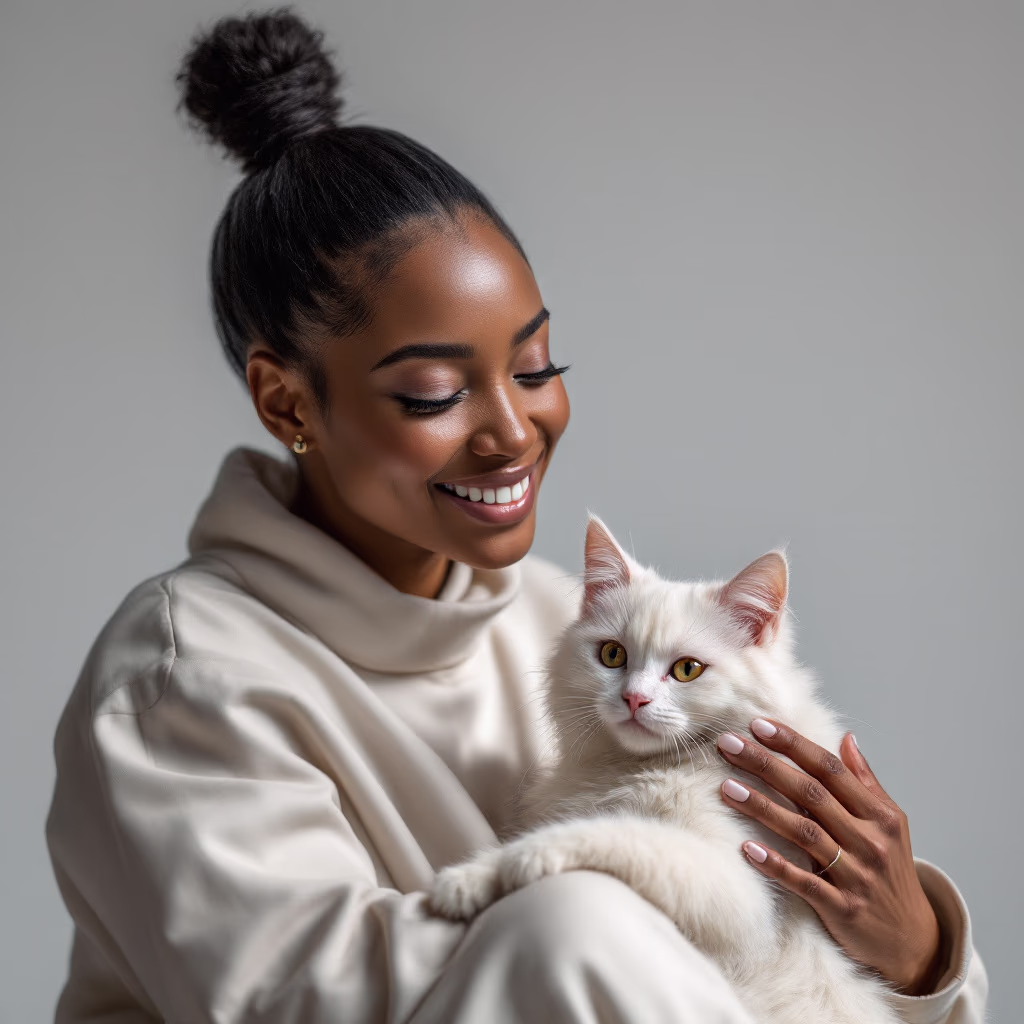 [headshot] image of a customer interacting with their pet (for a pet store)