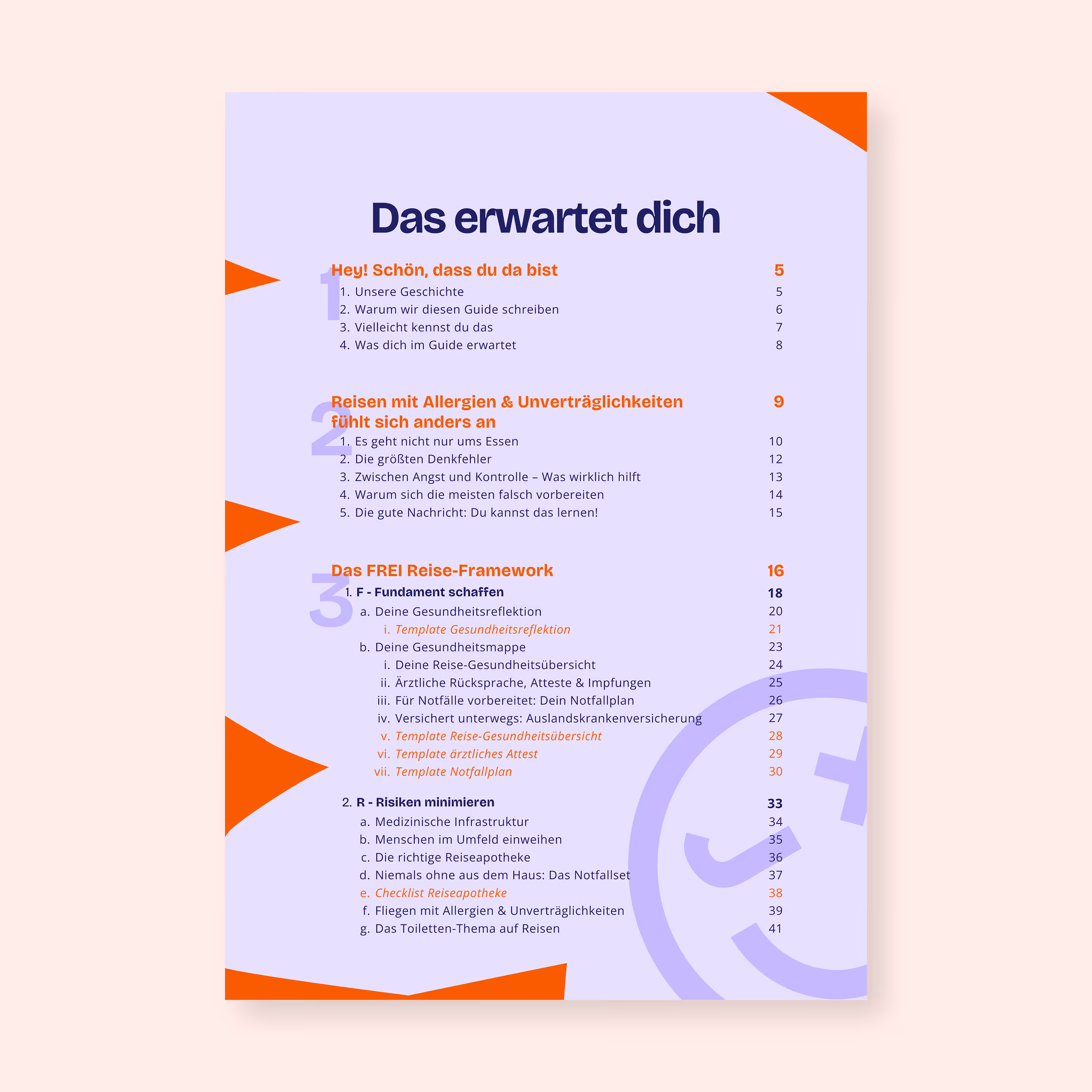 Mockup des Guides, Seite 2 des Inhaltsverzeichnisses