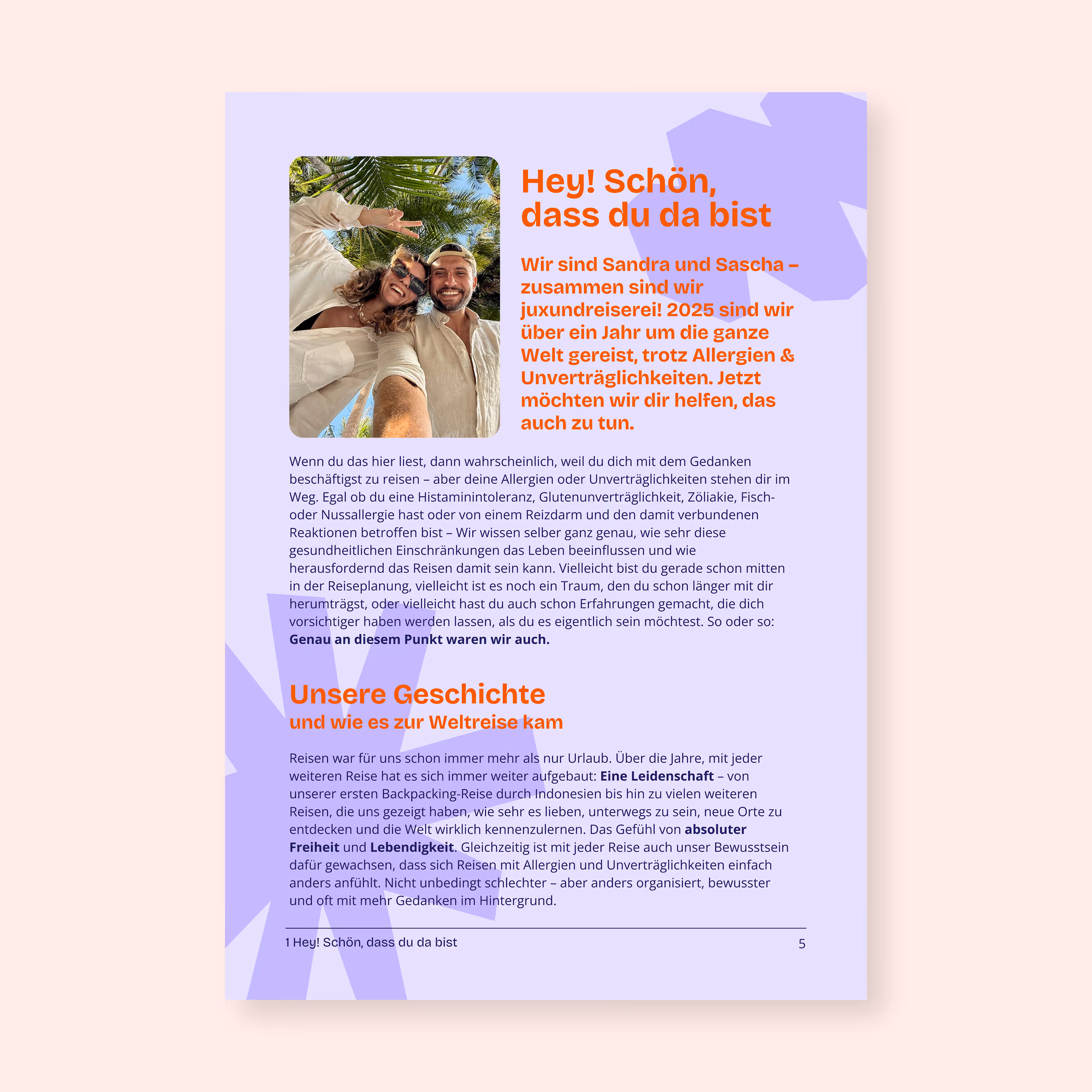 Mockup der ersten Seite des Guides, Beschreibung wer Sascha und Sandra Sind und Warum sie diesen Guide schreiben