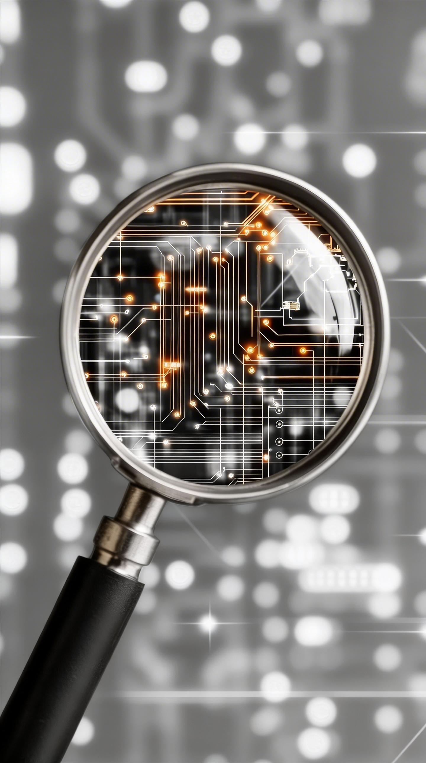 magnifying glass on blockchain research