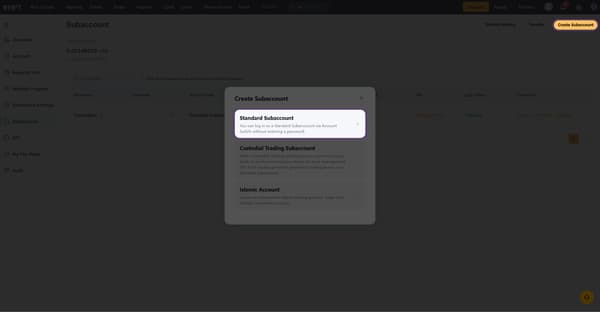 select standart sub-account