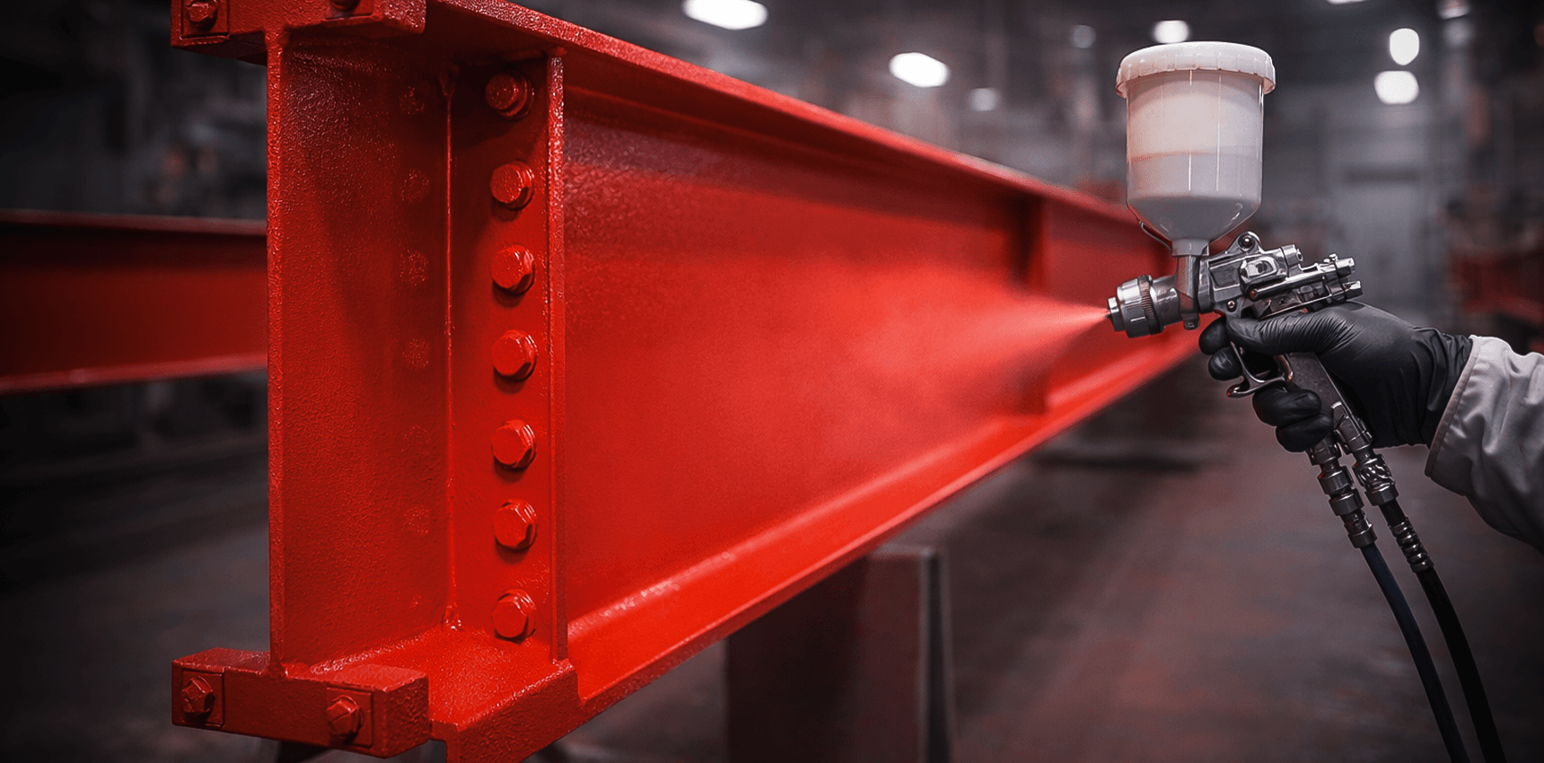 Steel beam being painted