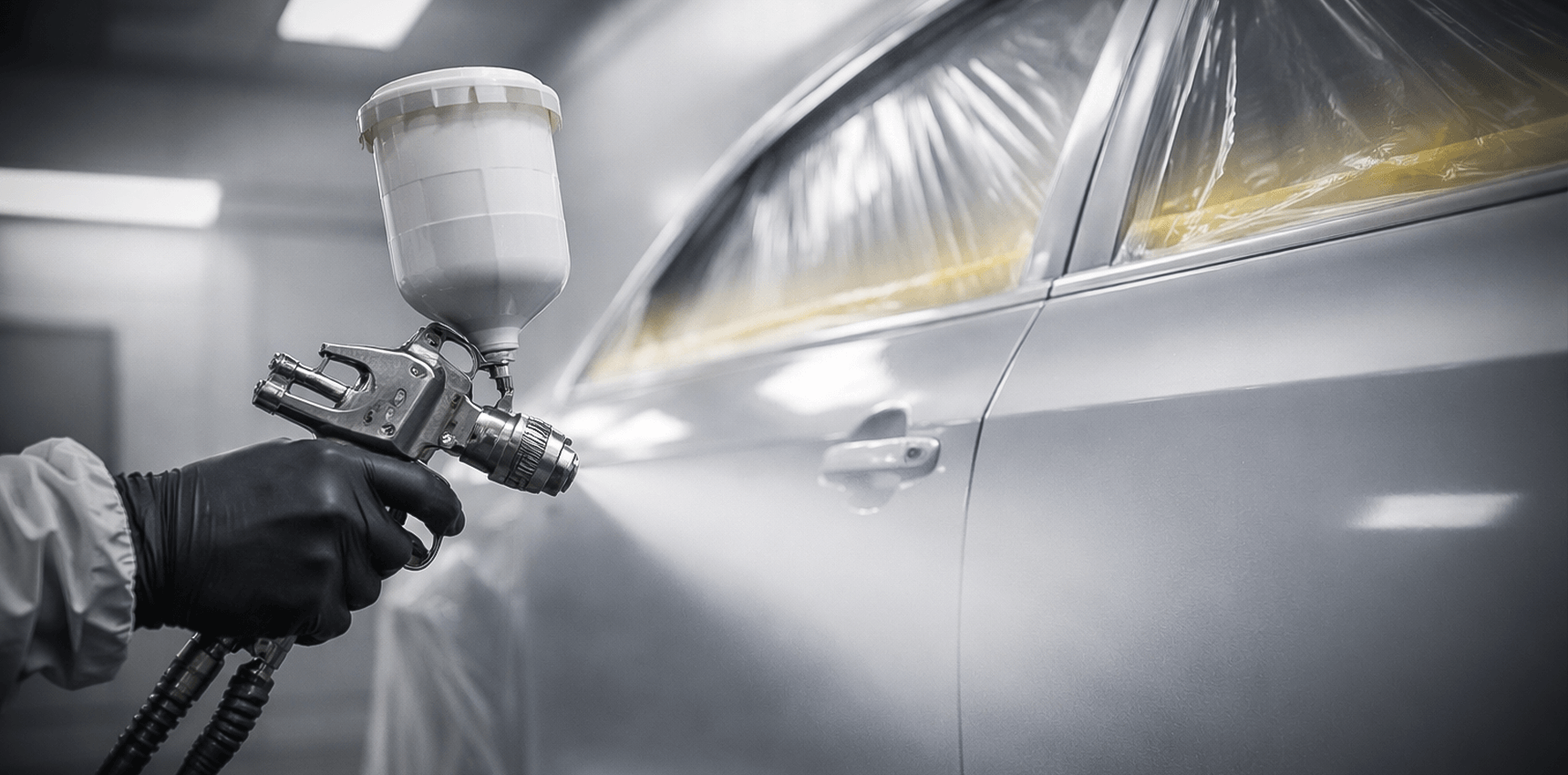 Car door being painted