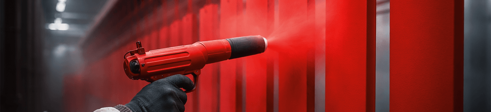 Man powder coating metal items
