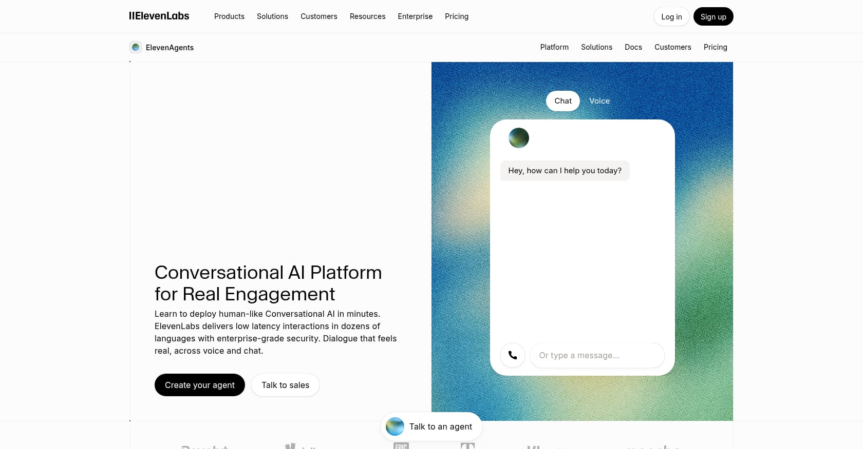 ElevenLabs Agents Screenshot