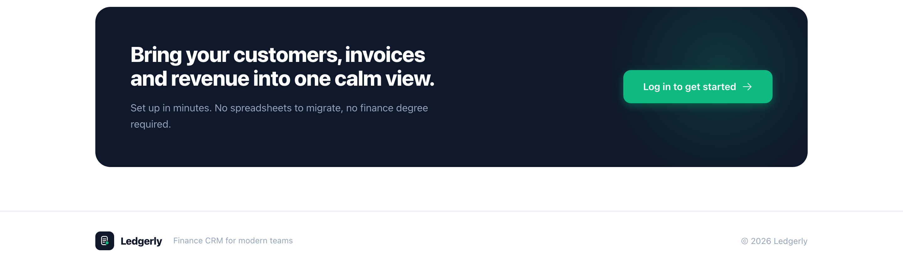 Ledgerly landing page call to action