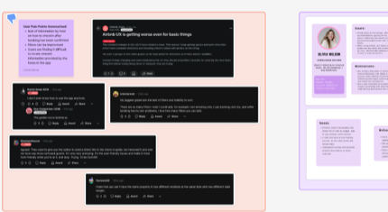 User pain points and review research notes