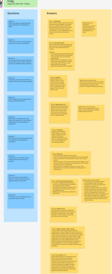 User interview questions and answers synthesis