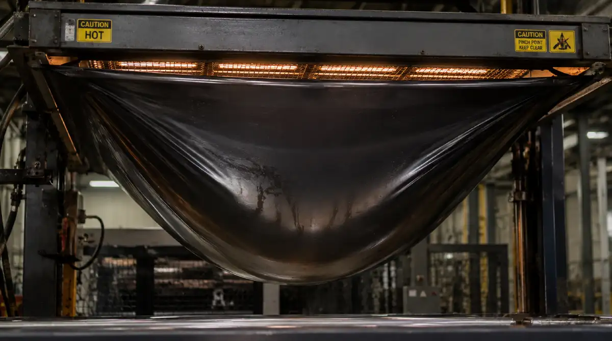 Large ABS sheet collapsing under its own weight during the thermoforming heating cycle