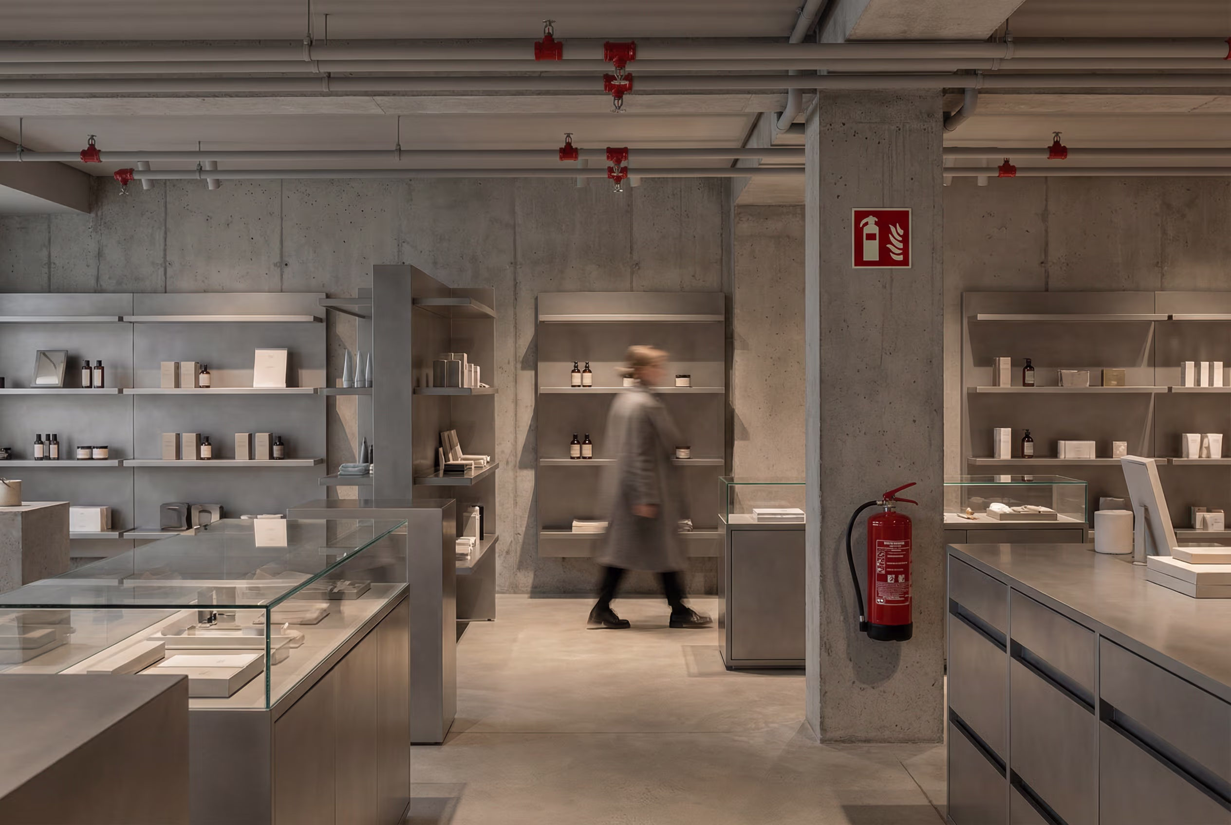 Winkel met geïnstalleerde brandveiligheidsvoorzieningen