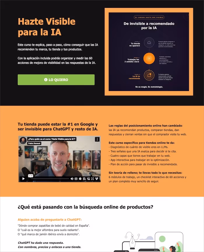 Curso de Mejora de Visibilidad en IA de Pablo Renaud.