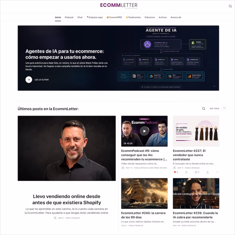 Portada de la EcommLetter de Pablo Renaud en junio de 2026.