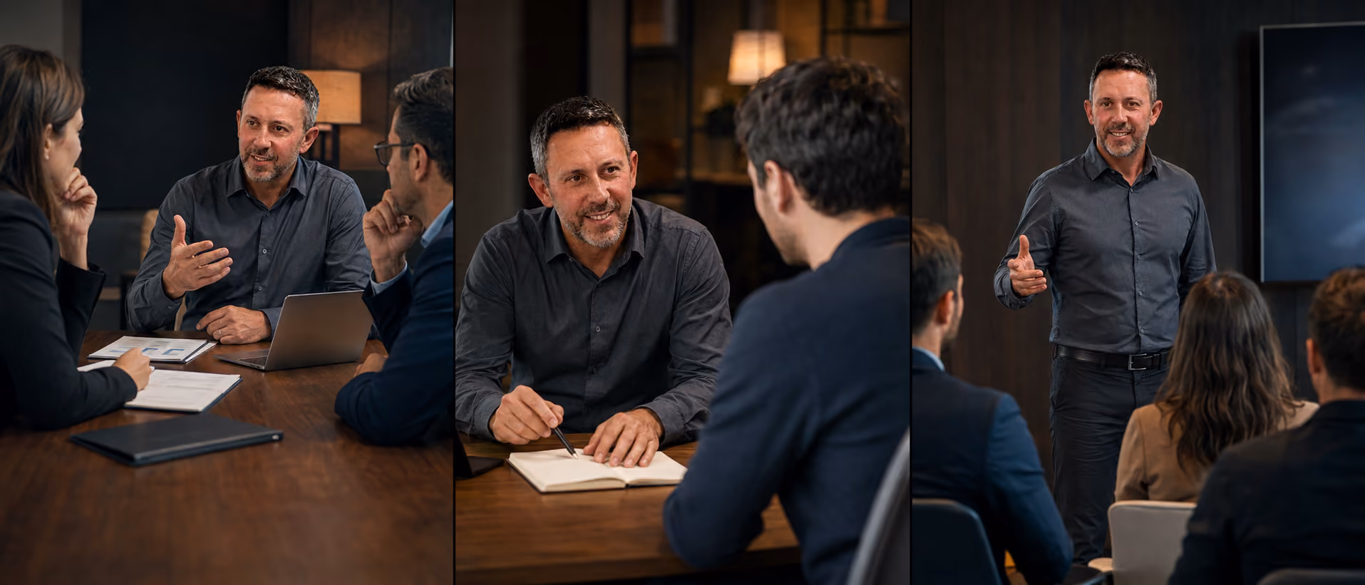 Montaje de imágenes de Pablo Renaud ofreciendo clases, consultoría y mentoría