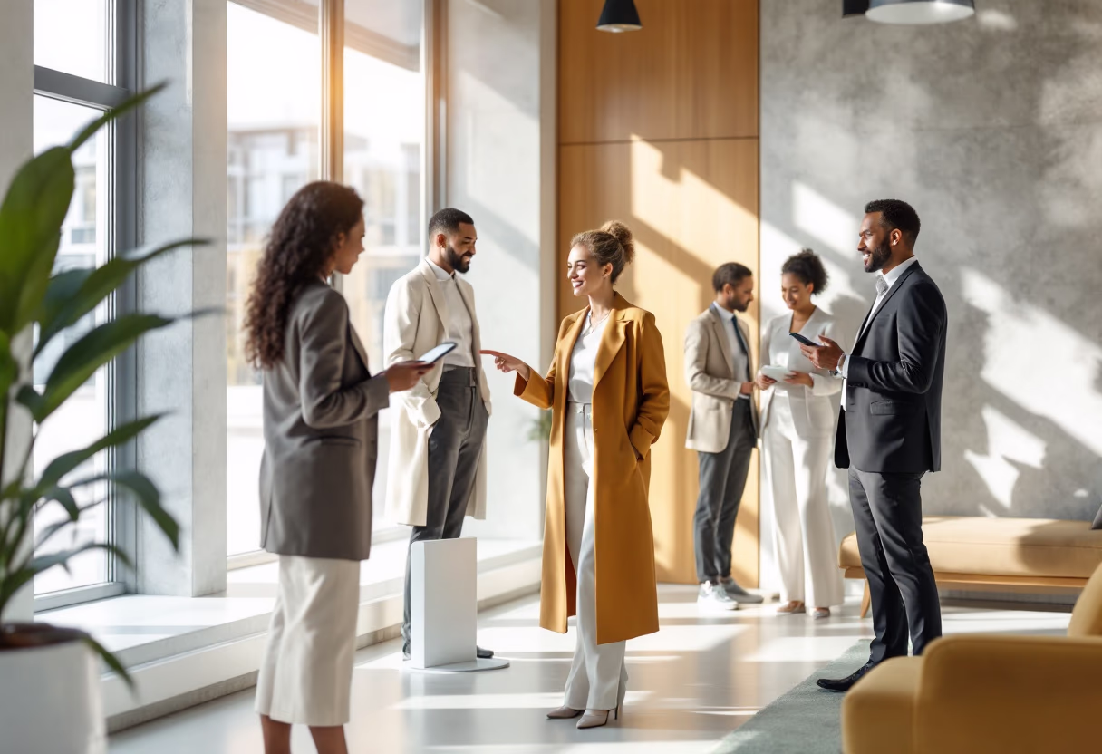 image of business professionals interacting with technology