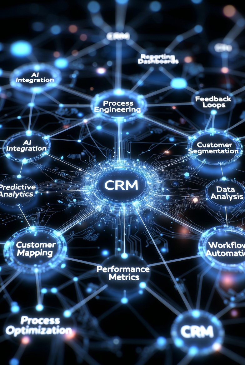 Digital network visualization symbolizing connected CRM processes