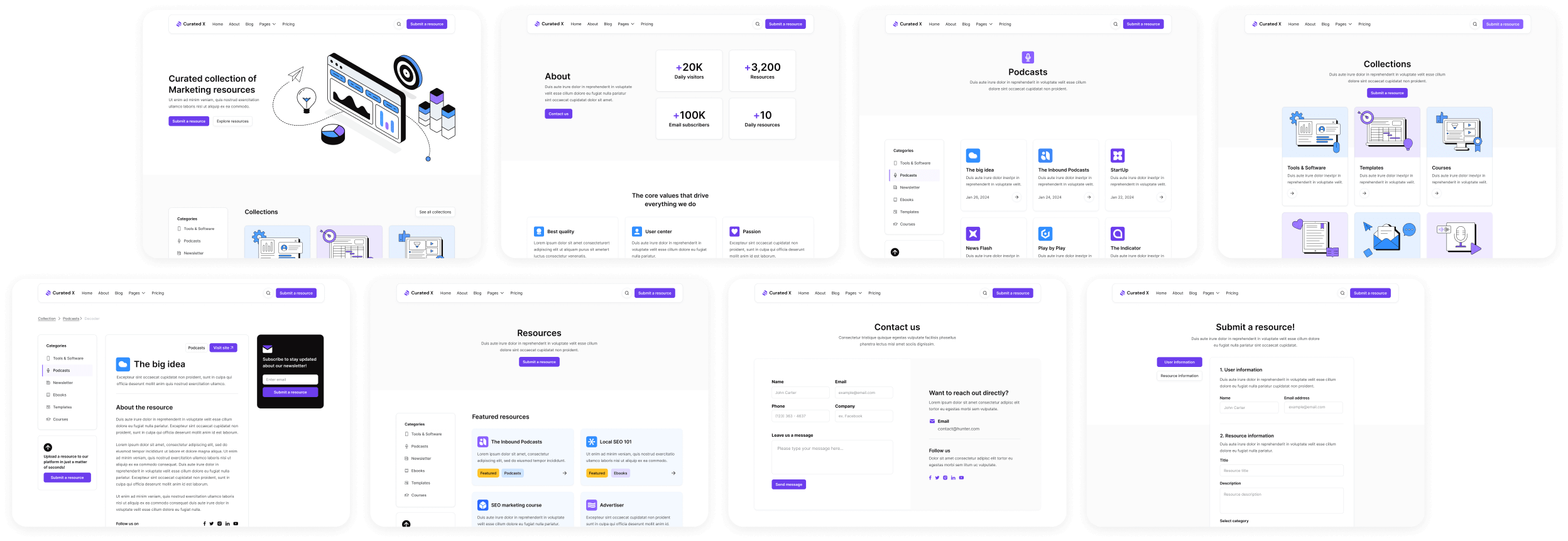 Curated X - Buy Now - Curation Website Webflow Template